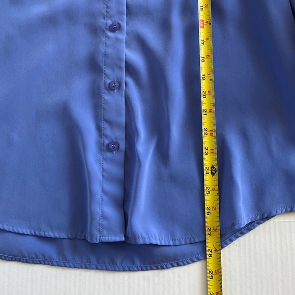 Chicos Purple Roll Tab Sleeve Stretch Blouse Shirt Top Chest Pockets Size L - Picture 4 of 6